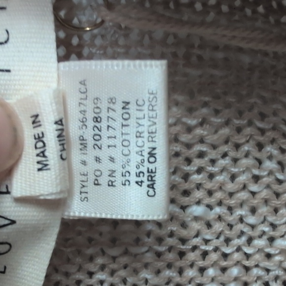 NWT Love Stitch Knitted Draped Lapel Open Cardigan in Tan / White - One Size - Picture 7 of 7